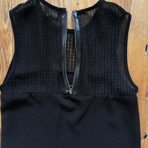 L’AGENCE Black Mesh Sheer Zip Back Sleeveless Top | Size 0
